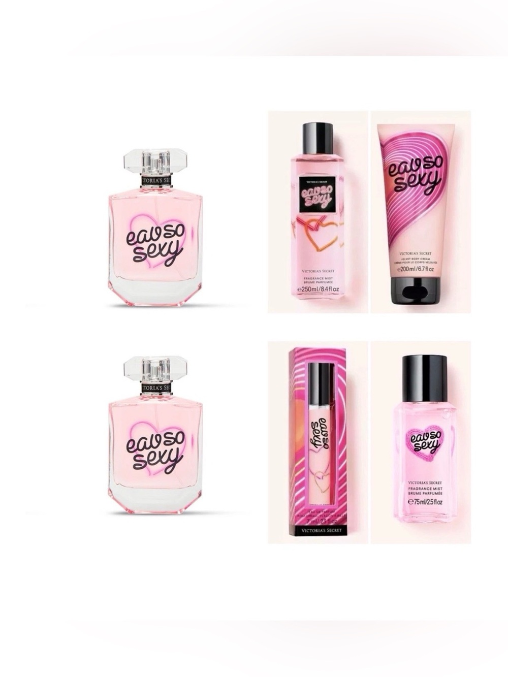 Victoria's Secret EAU SO SEXY EDP(1.7 fl.oz.)(2) /Rollerball /Mist/ Cream /Mist